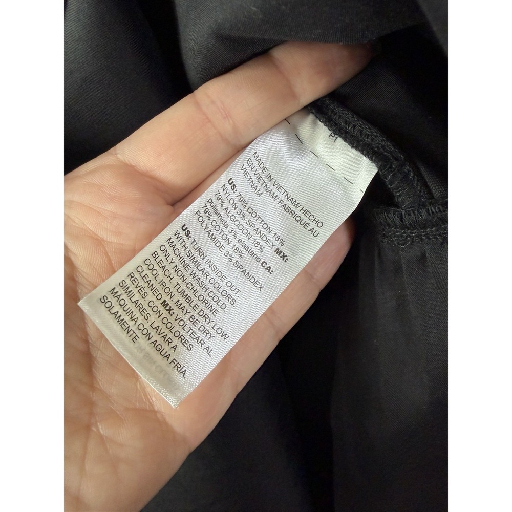 Chico's Black Cotton Poplin Tiered Midi Dress Size 4 (Chico's 0) - Picture 7 of 8